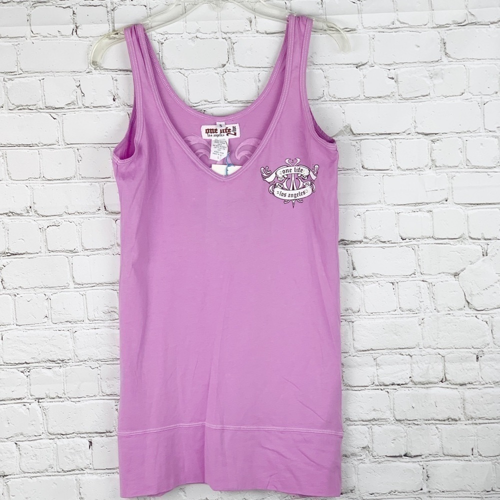 NEW-ONE life Los Angeles Crystals Purple Tank Top